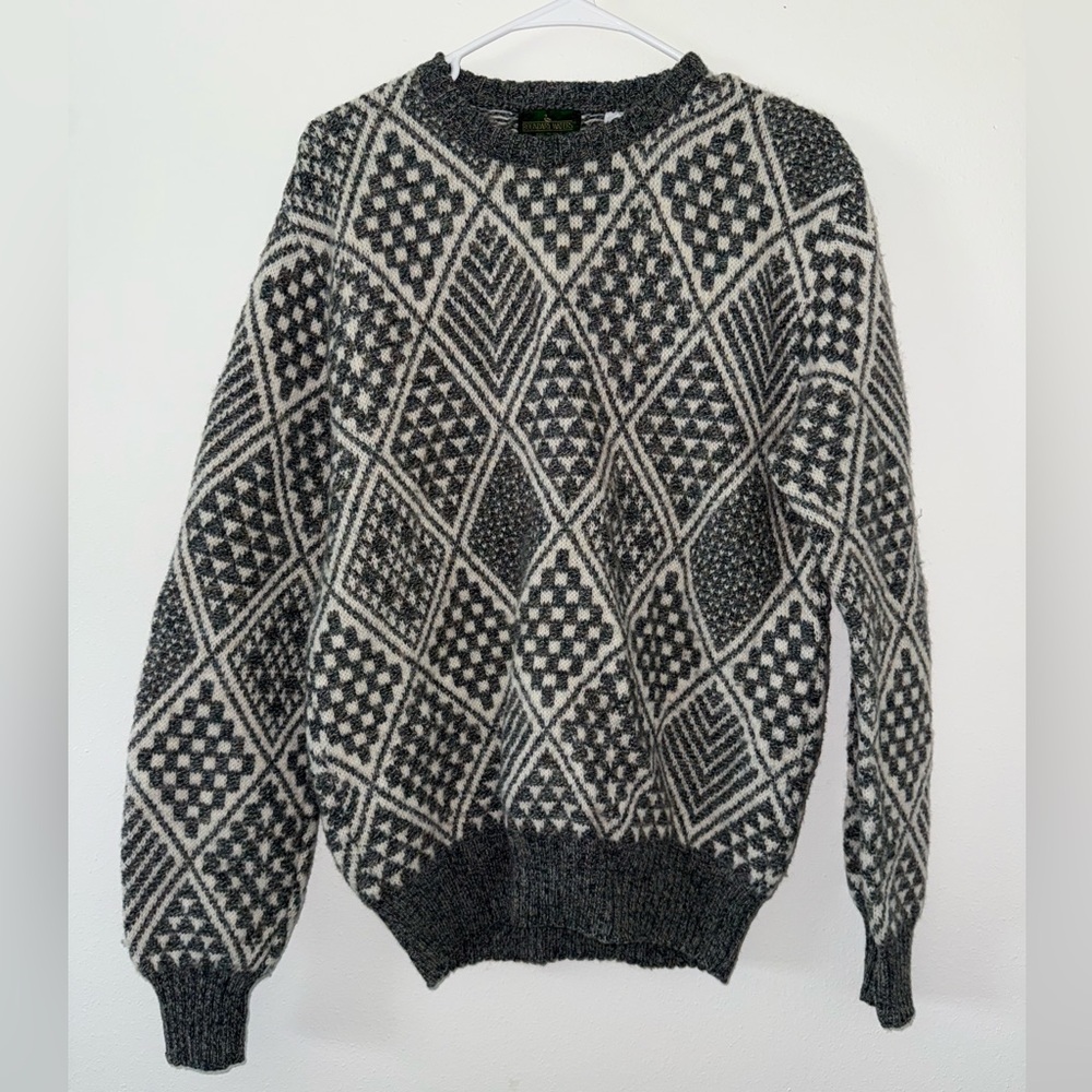 VINTAGE Boundary Waters Geometric Diamond Y2K Sweater size large